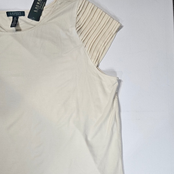 Lauren Ralph Lauren Shirt Womens 3X Modern Cream Pleated Sleeve Top New NWT - Picture 4 of 8